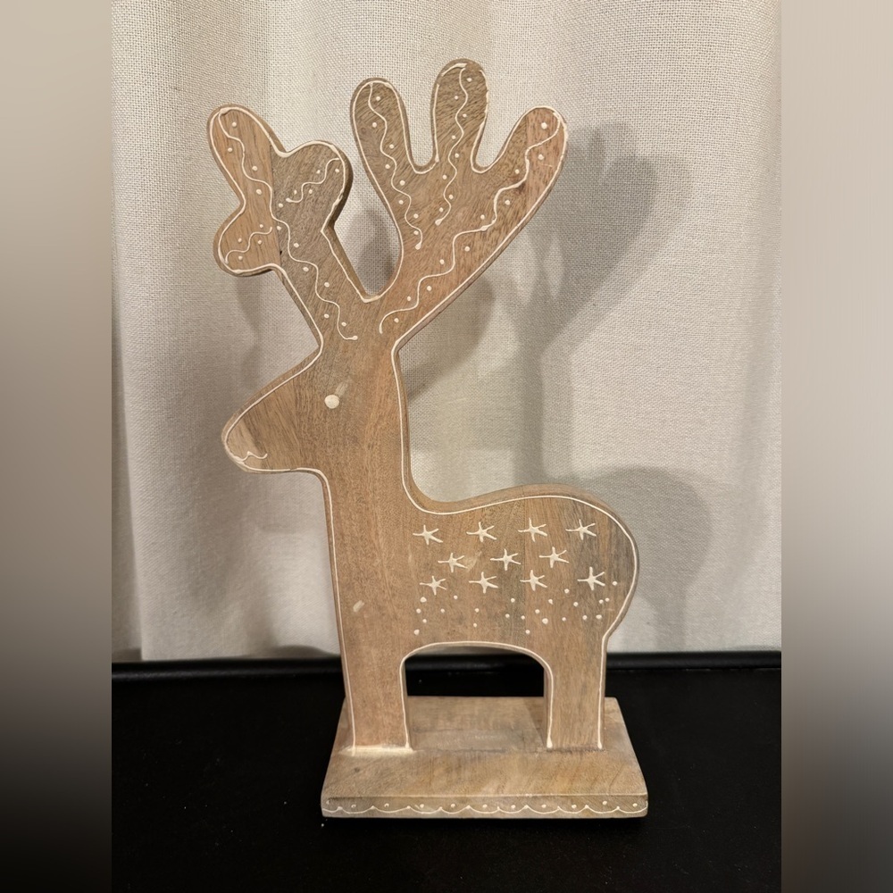 Wood Deer Christmas Decoration